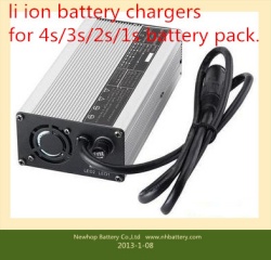 Li-ion battery chargers for 2s,3s,4s li-ion battery packs16.8v 5A lithium battery pack chargers 4 series lithium battery pack chargers with Opposite side charge protection.